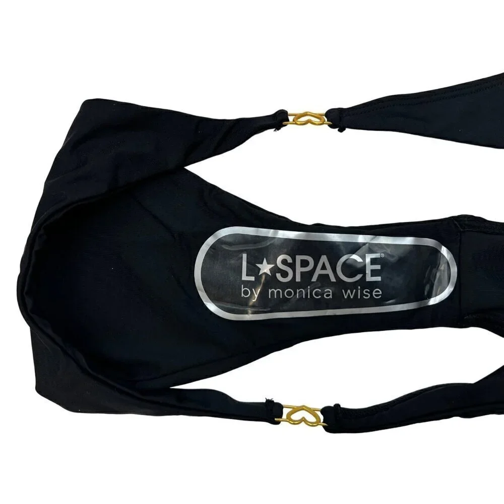 L*Space Women’s Ziggy Bikini Bottom Bitsy Cut Black Size XL New